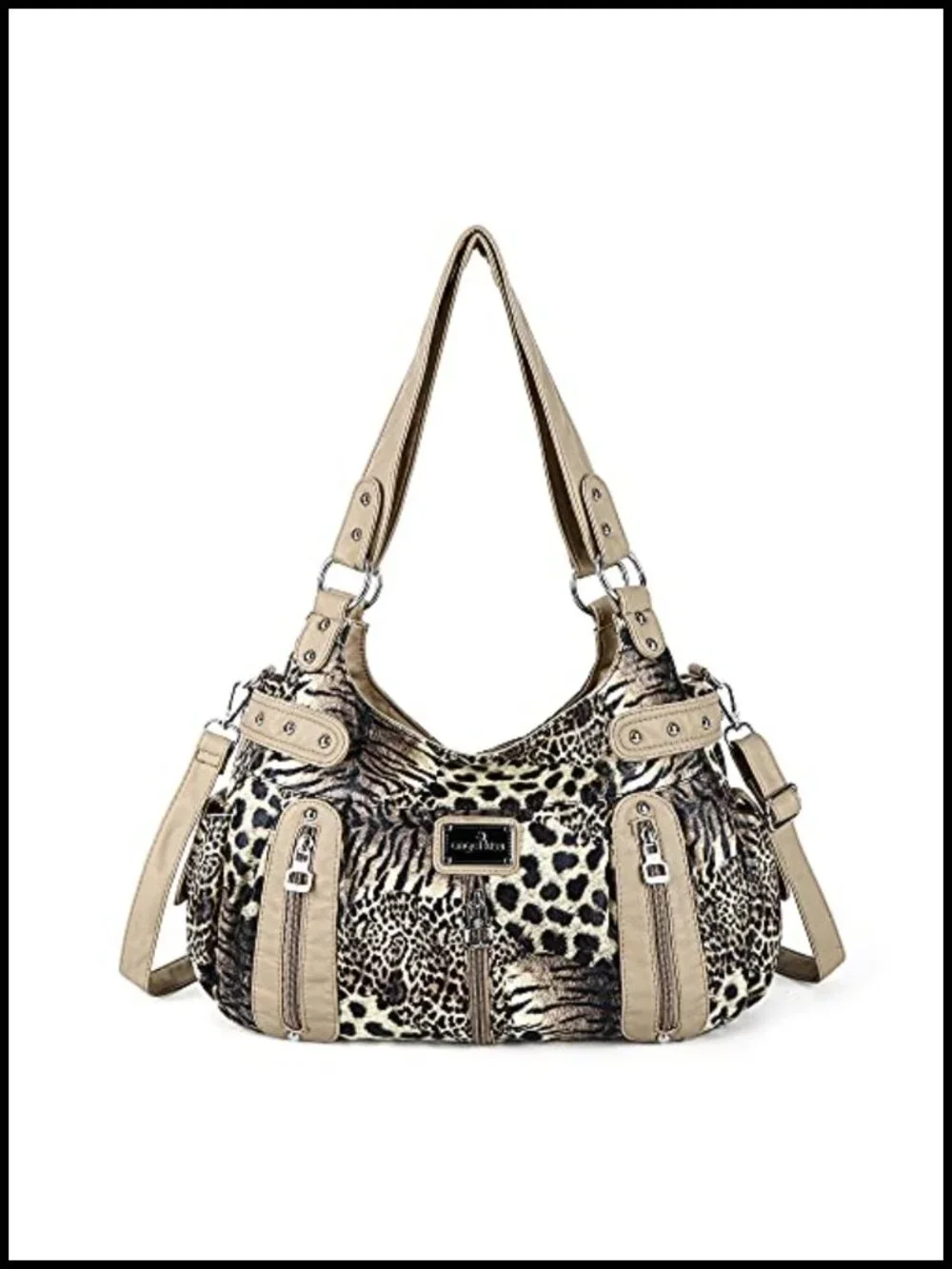 Washed Faux Leather Hobo Satchel Handbag Tote Purse with Shoulder Strap